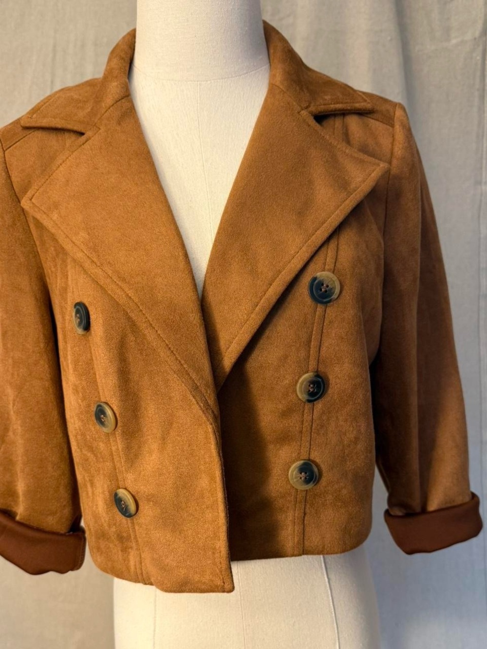 Faux Suede Cropped Jacket - Picture 2 of 7